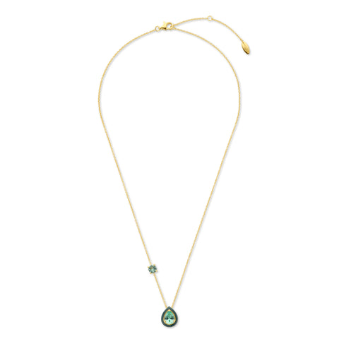 Colier placat cu aur cu pandantiv in forma de para si zirconiu verde - 136C0311