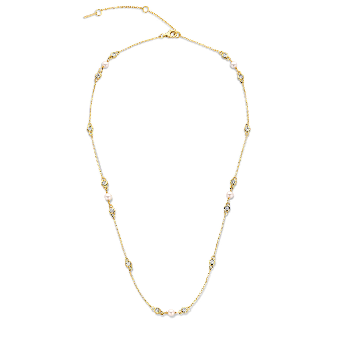 Colier placat cu aur cu perle si zirconiu 164C0097