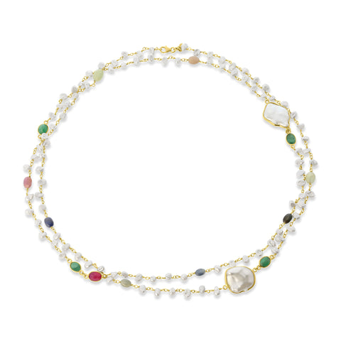 Colier placat cu aur cu un amestec de pietre naturale 167C0187