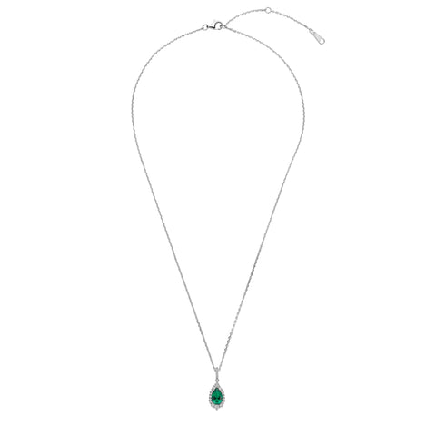 Colier din argint sterling cu zirconiu verde - P18810G