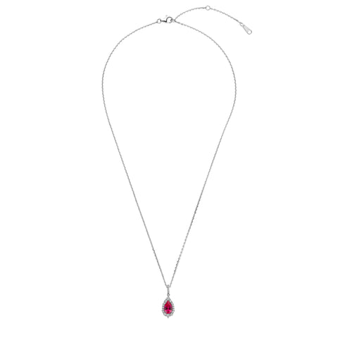 Colier din argint sterling cu zirconiu rosu - P18810R