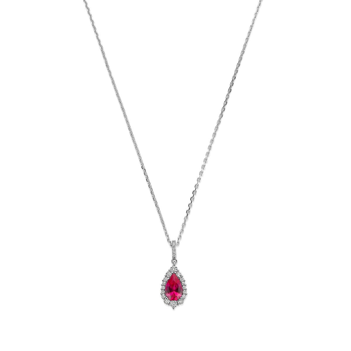 Colier din argint sterling cu zirconiu rosu - P18810R