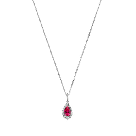 Colier din argint sterling cu zirconiu rosu - P18810R