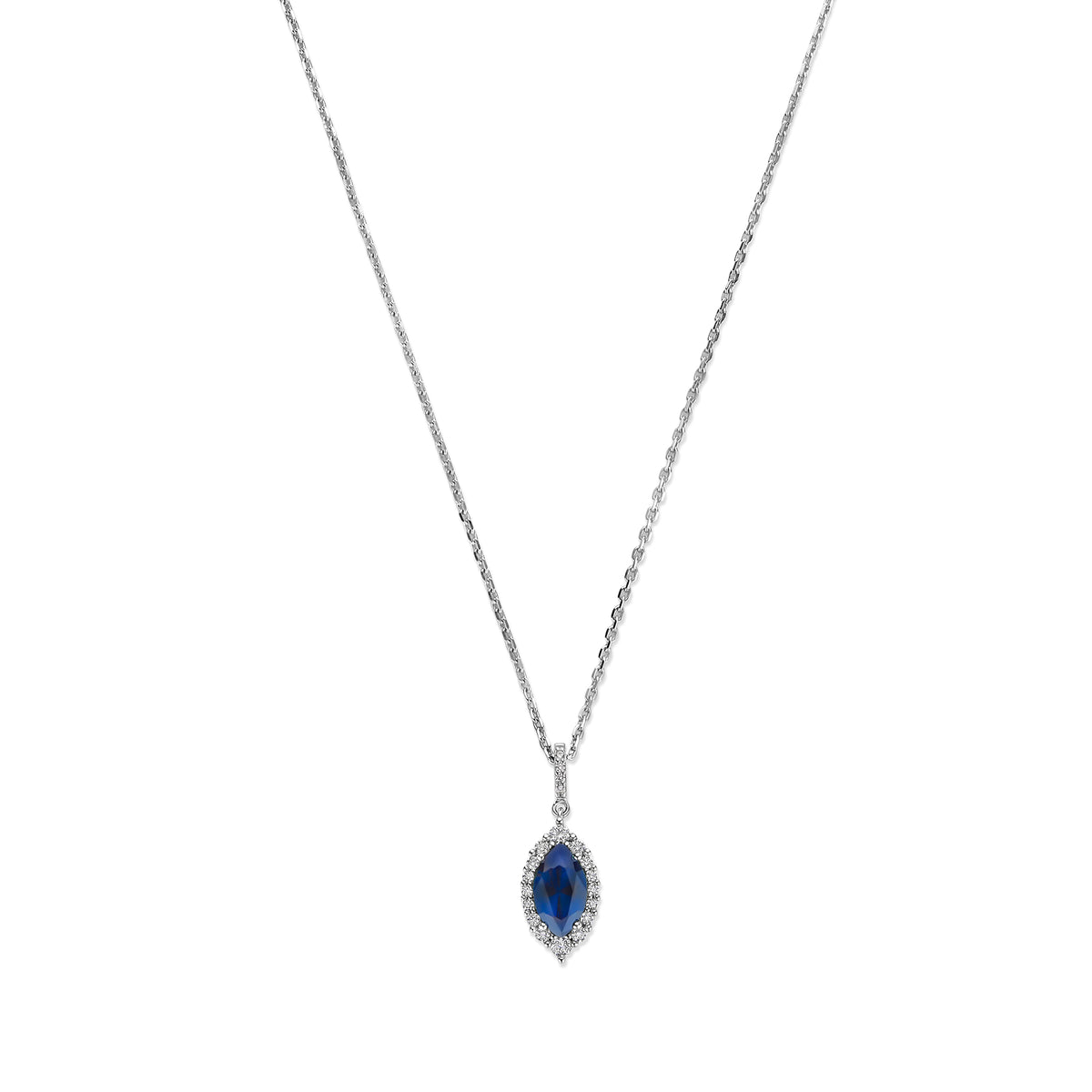 Colier din argint sterling cu zirconiu marquise albastru - P18812BL