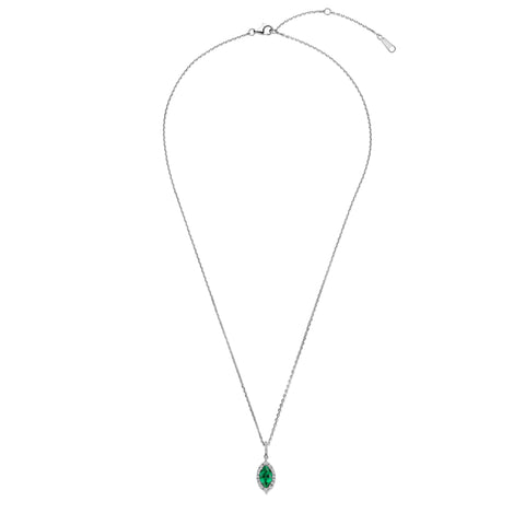 Colier din argint sterling cu zirconiu marquise verde - P18812G