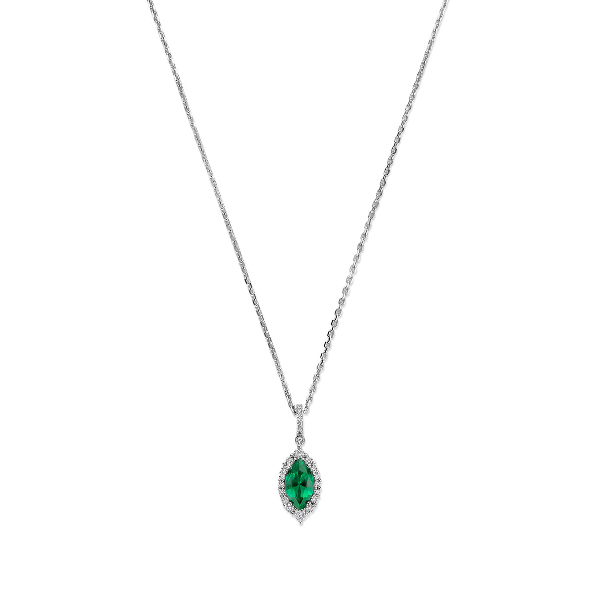 Colier din argint sterling cu zirconiu marquise verde - P18812G