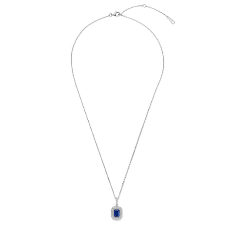 Colier din argint sterling cu zirconiu albastru radiant - P18858BL