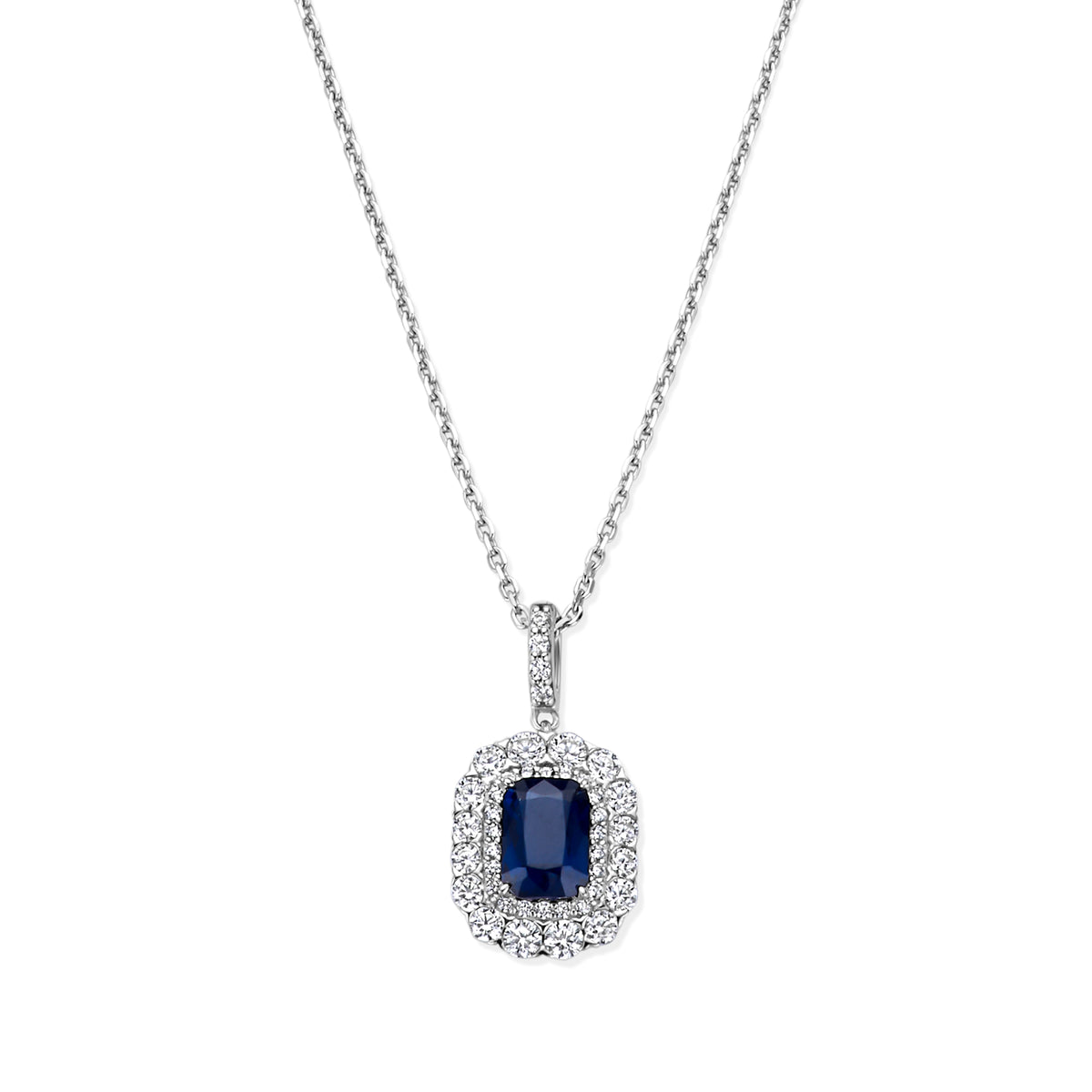 Colier din argint sterling cu zirconiu albastru radiant - P18858BL
