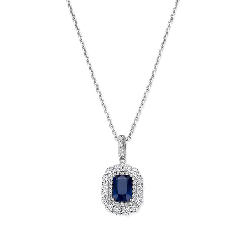 Colier din argint sterling cu zirconiu albastru radiant - P18858BL