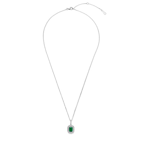 Colier din argint sterling cu zirconiu verde radiant - P18858G
