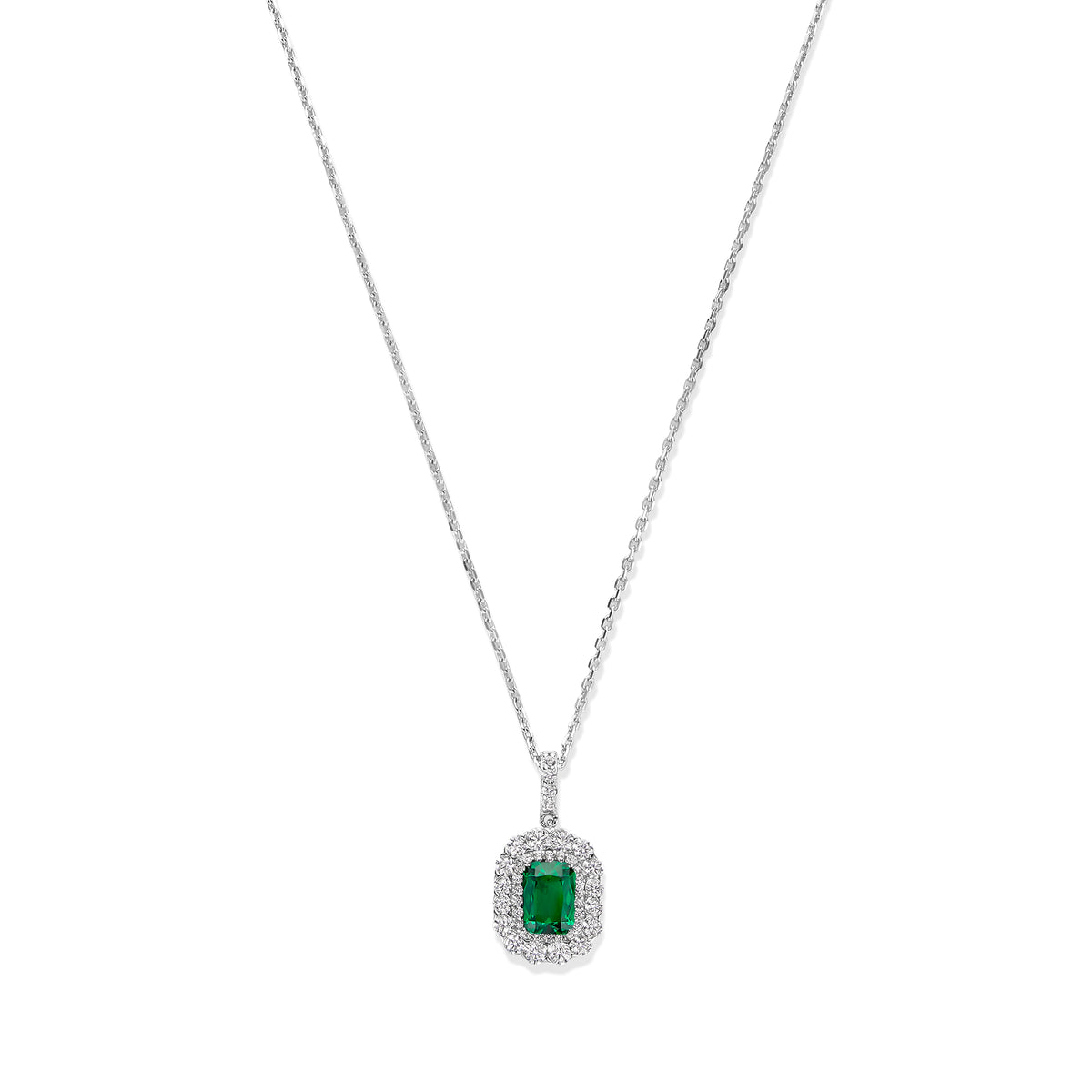 Colier din argint sterling cu zirconiu verde radiant - P18858G