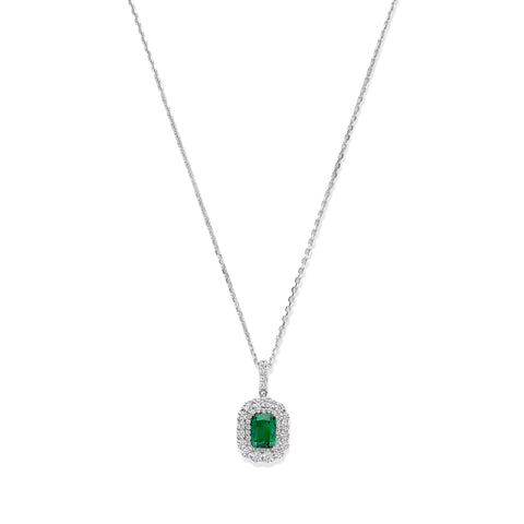 Colier din argint sterling cu zirconiu verde radiant - P18858G