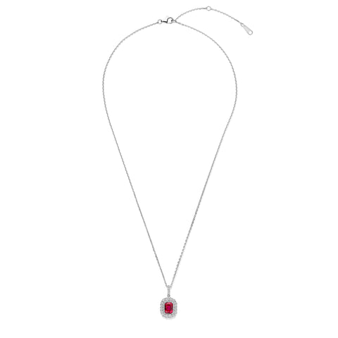 Colier din argint sterling cu zirconiu rosu radiant - P18858R