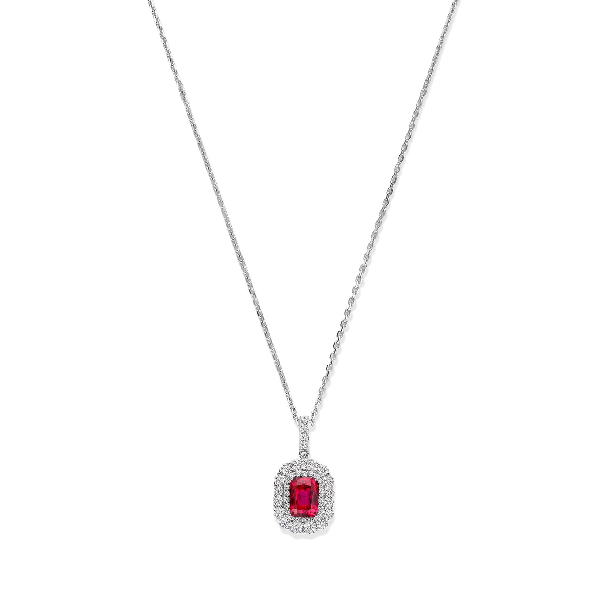 Colier din argint sterling cu zirconiu rosu radiant - P18858R