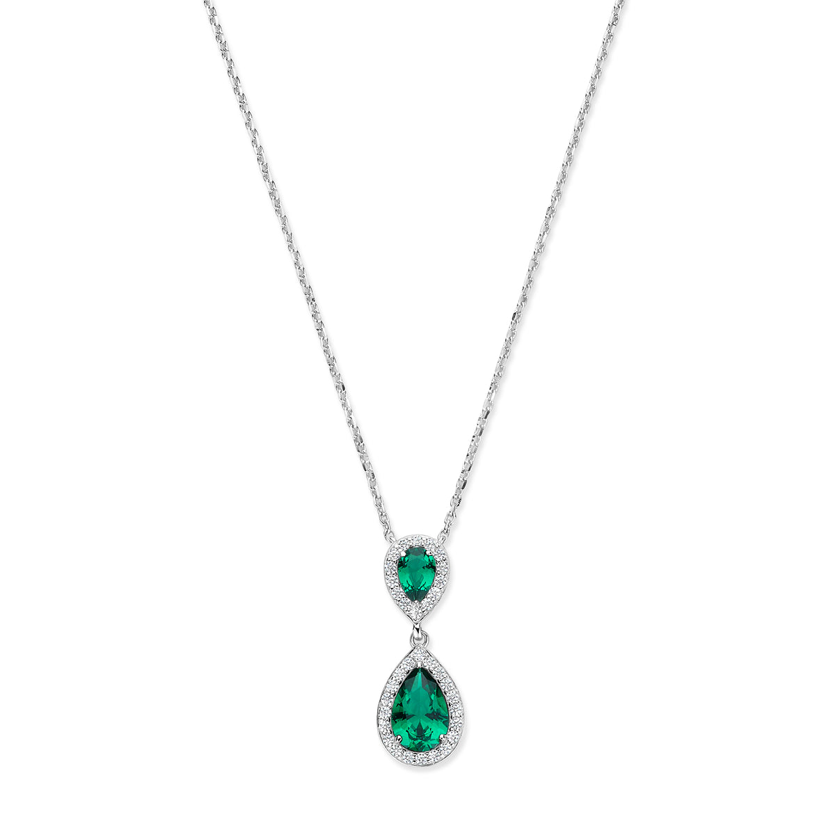 Colier din argint sterling cu zirconiu verde - P21670G