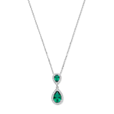 Colier din argint sterling cu zirconiu verde - P21670G