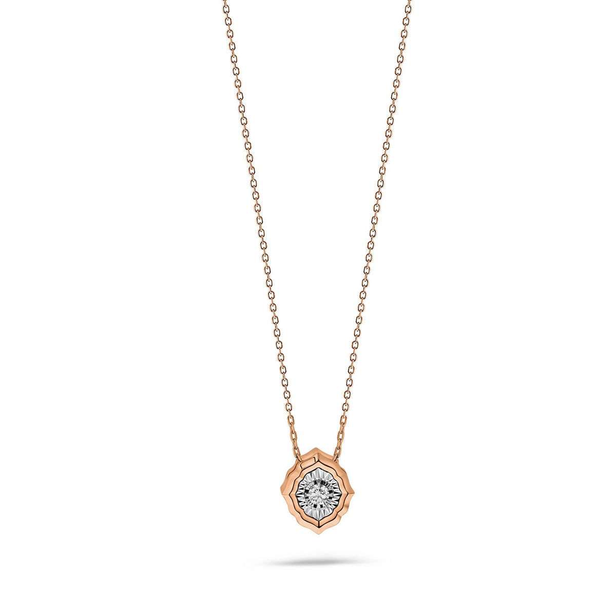 Colier din aur roz cu pandantiv în formă de lotus Safir și diamant N480-NC010028A-SA-RW