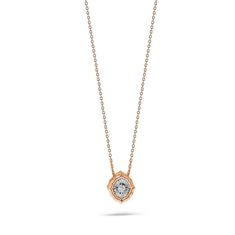 Colier din aur roz cu pandantiv în formă de lotus Safir și diamant N480-NC010028A-SA-RW