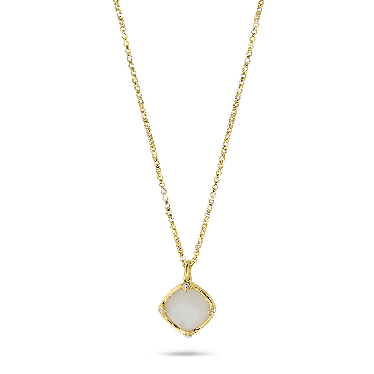 Colier din aur galben cu piatră de lună și diamant N480-NC040009A-MS-Y