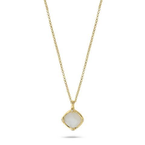 Colier din aur galben cu piatră de lună și diamant N480-NC040009A-MS-Y