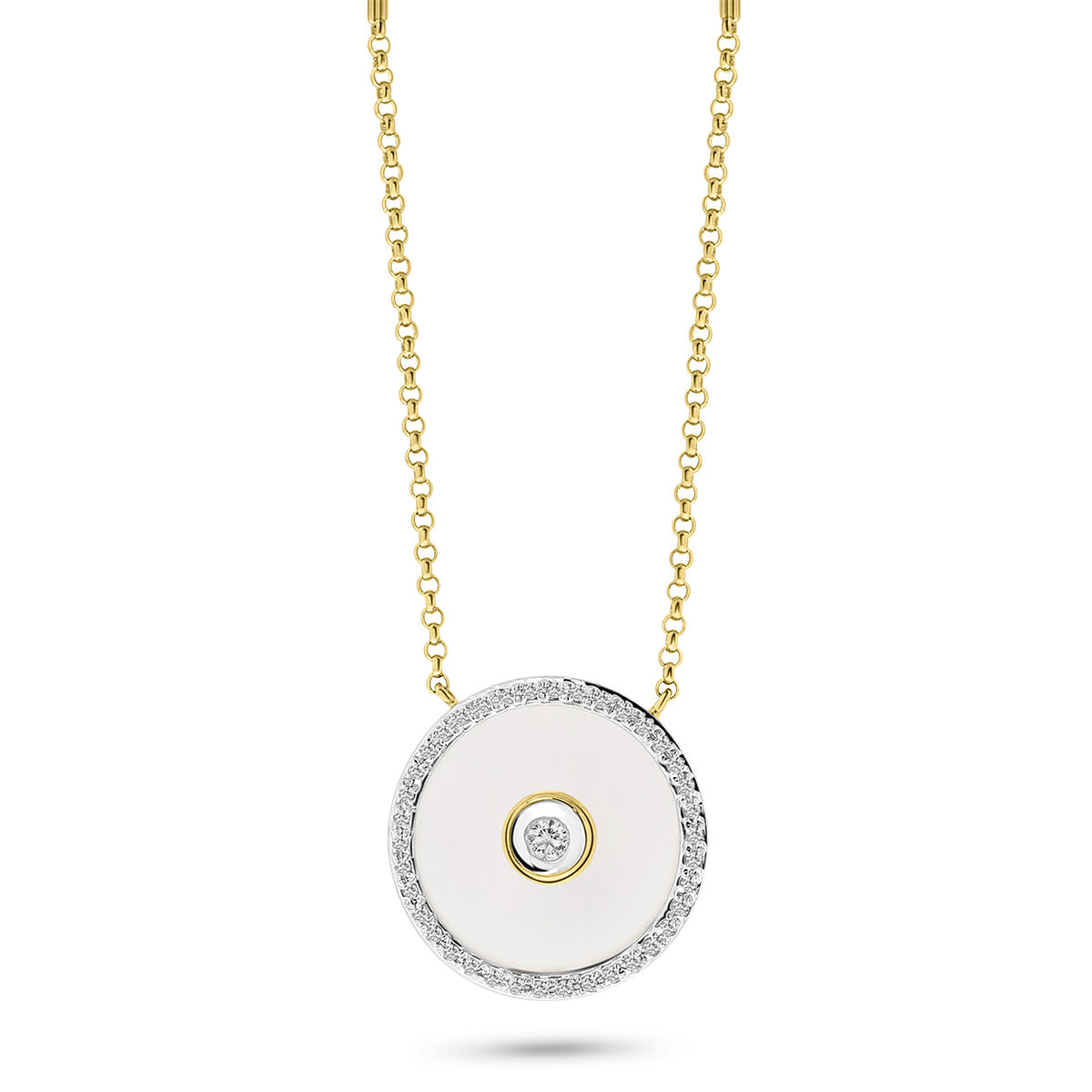 Colier rotund din aur galben cu cristal de safir și diamante N480-NO190030ADI-Y