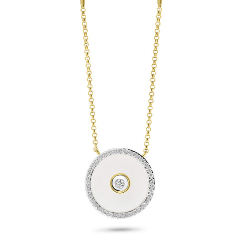Colier rotund din aur galben cu cristal de safir și diamante N480-NO190030ADI-Y