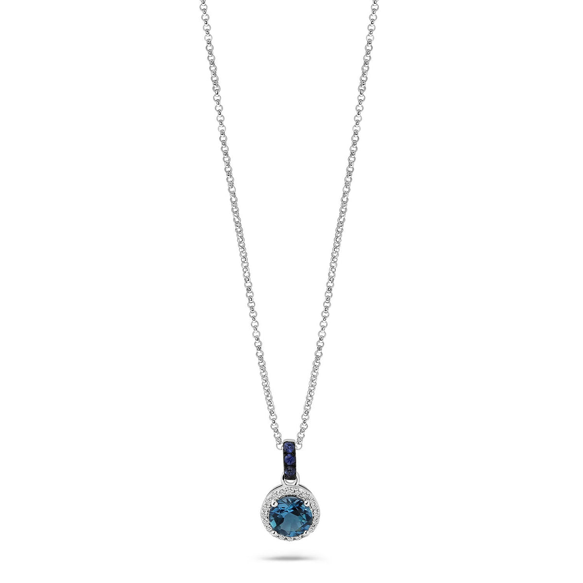 Colier din aur alb cu topaz, safir și diamante ��� N480-NR030448AST-MIX-W