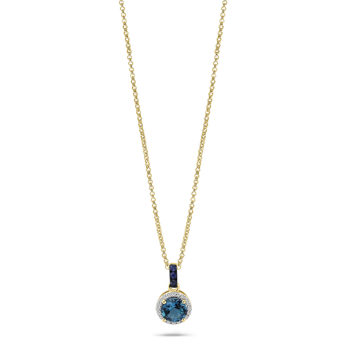 Colier din aur galben cu topaz, safir și diamante ��� N480-NR030448AST-MIX-Y