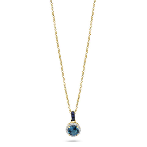 Colier din aur galben cu topaz, safir și diamante ��� N480-NR030448AST-MIX-Y
