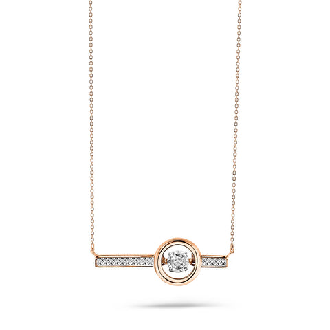 Colier din aur bicolor, bară circulară cu diamant N480-NR330046ADI-RW