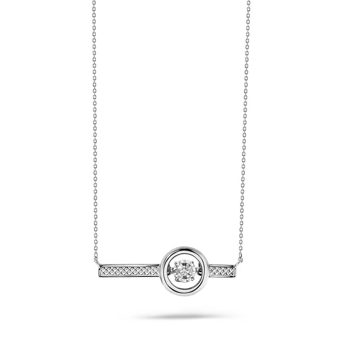 Colier bicolor de aur cu bară circulară cu diamant N480-NR330046ADI-W