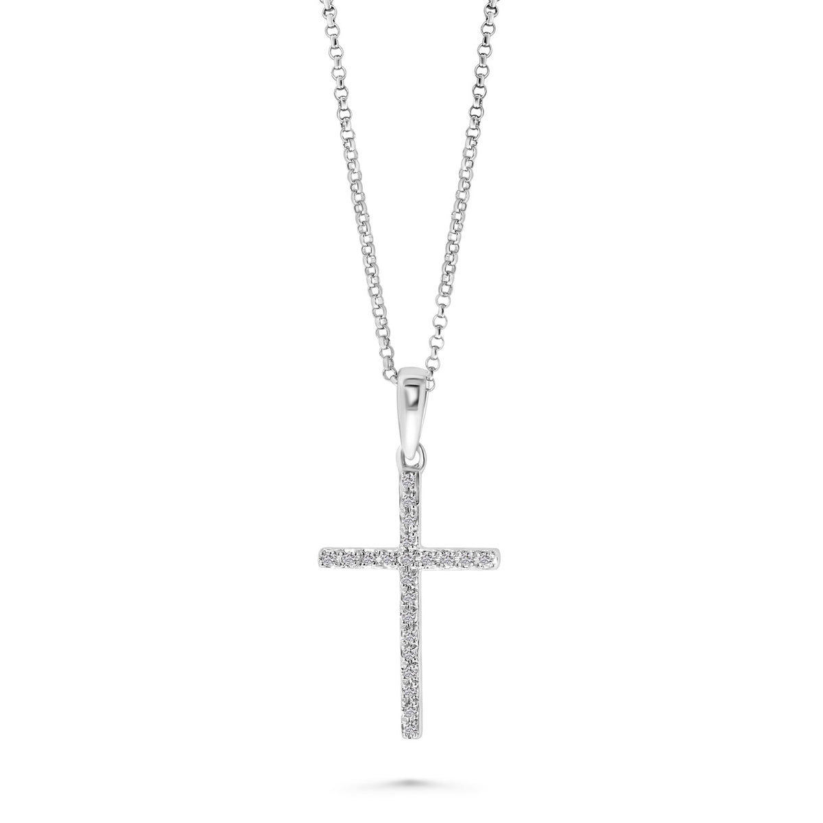 Colier cruce din aur alb cu diamante N480-NU060001ADI-W