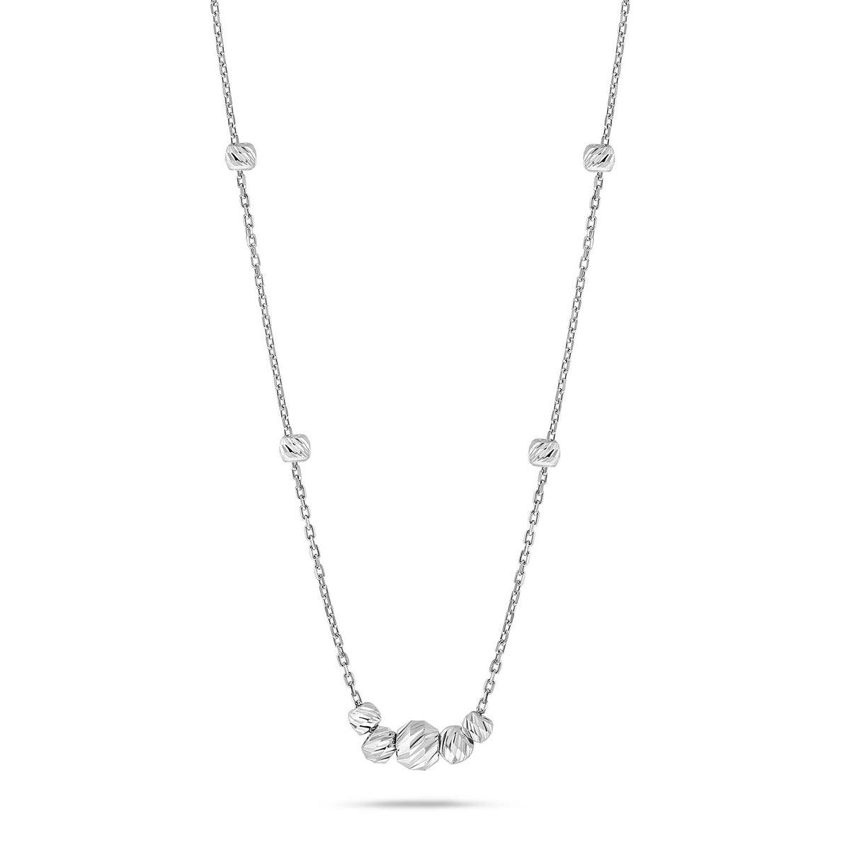 Colier din aur alb cu margele tăiate cu diamant N515-18K70-BCN0001-W