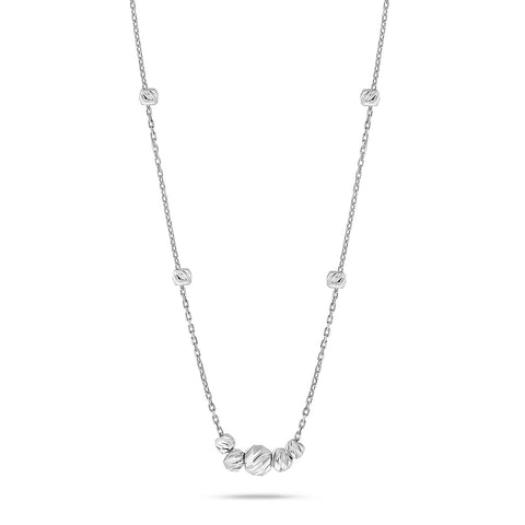 Colier din aur alb cu margele tăiate cu diamant N515-18K70-BCN0001-W