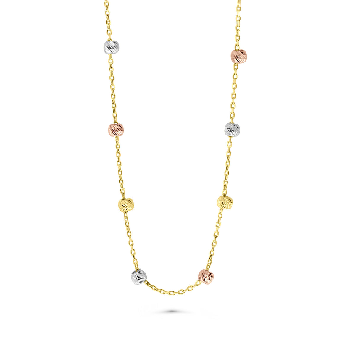 Colier tricolor cu margele tăiate cu diamant N515-65U25-MSBCN0002-YWR