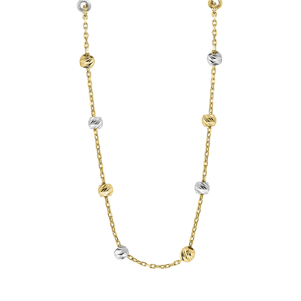 Colier bicolor cu margele tăiate cu diamant N515-65U25-MSBCN0002-YW