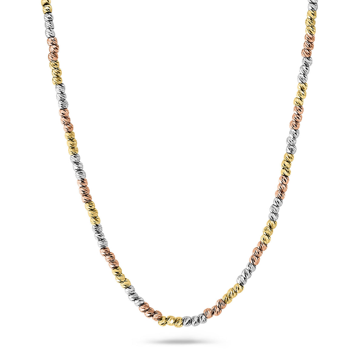 Colier tricolor din aur cu margele taiate cu diamant N515-LIO0167-YWR