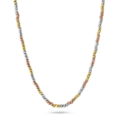 Colier tricolor din aur cu margele taiate cu diamant N515-LIO0167-YWR