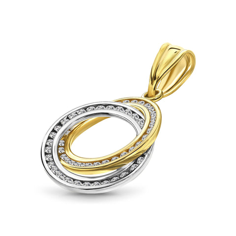 Pandantiv bicolor rotund cu zirconiu P122-200185-FCZ-YW