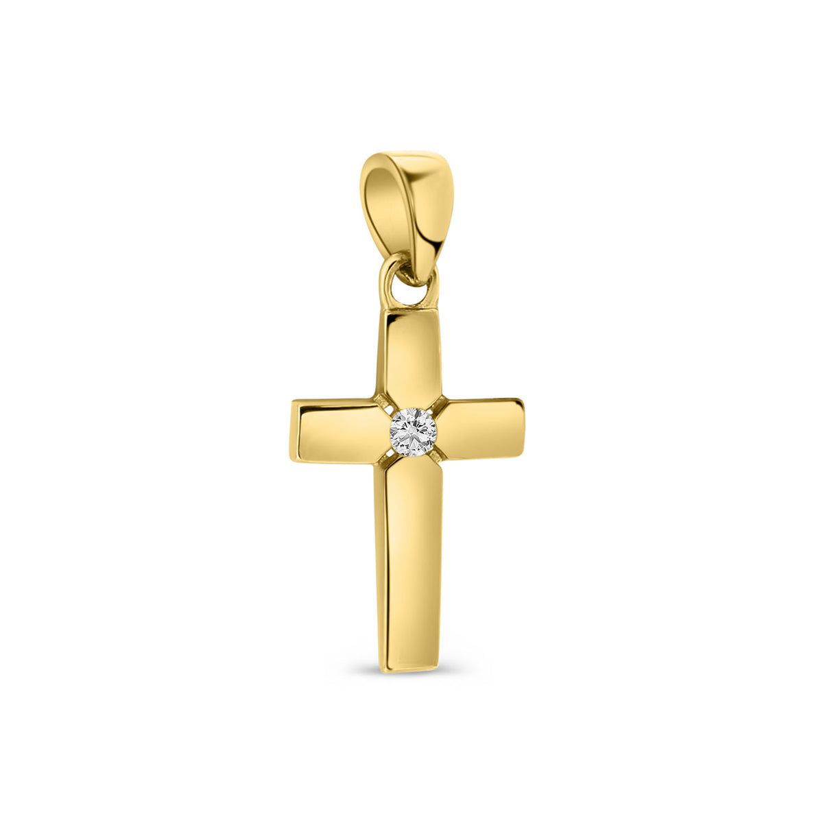 Pandantiv cruce din aur galben cu zirconiu P122-VXCP2356-FCZ-Y