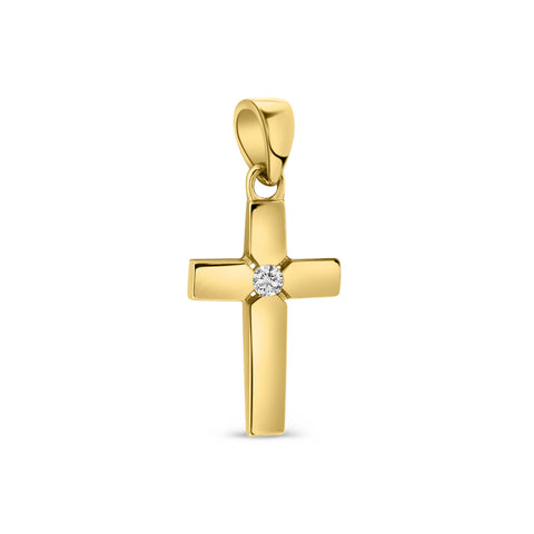 Pandantiv cruce din aur galben cu zirconiu P122-VXCP2356-FCZ-Y