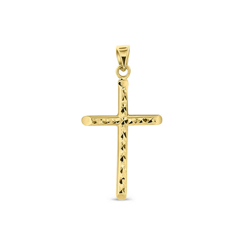 Pandantiv din aur galben in forma de cruce cu finisaj diamantat P122-X3P11326-DCLP-Y