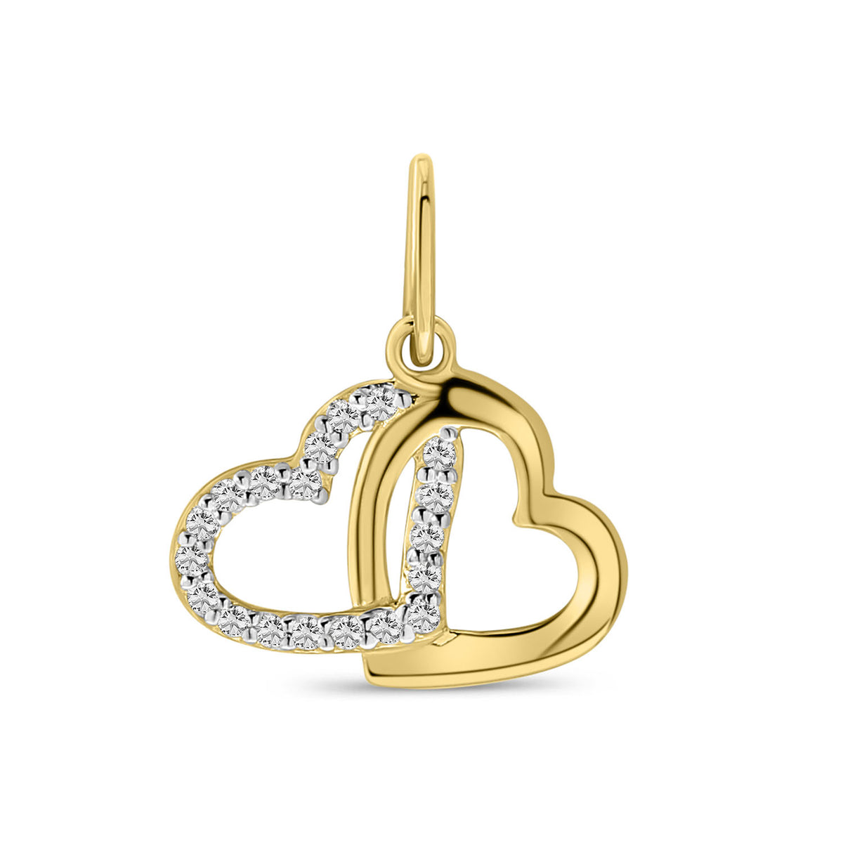 Pandantiv din aur galben cu model de inima si zirconiu P210-59549Z-Y