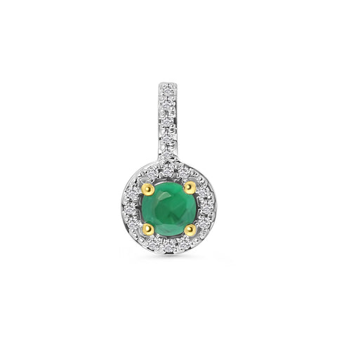 Pandantiv din aur galben cu smarald și diamante P382-P304204-EM-Y