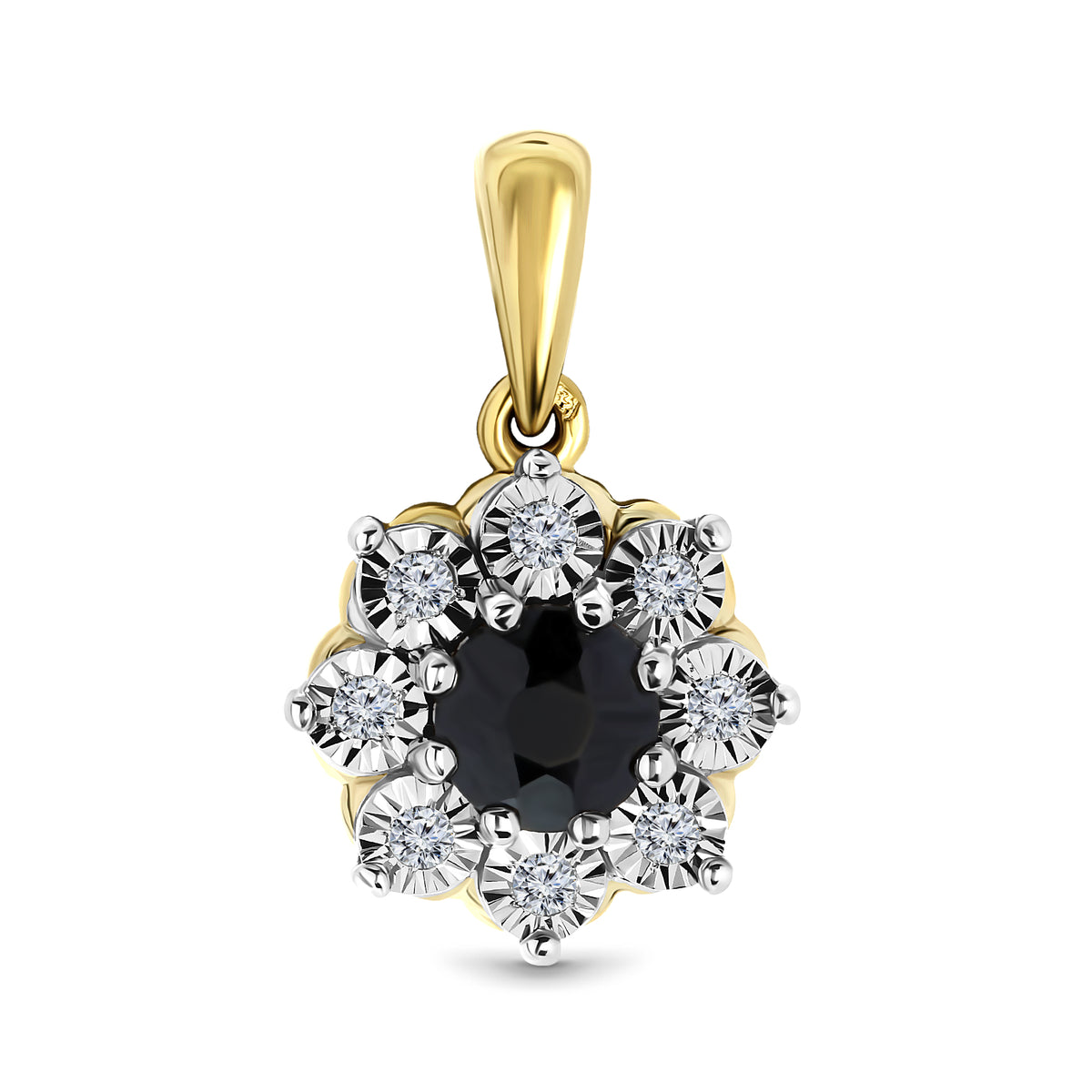 Pandantiv din aur galben cu safir și diamant P480-L-PL-35309-B-YW