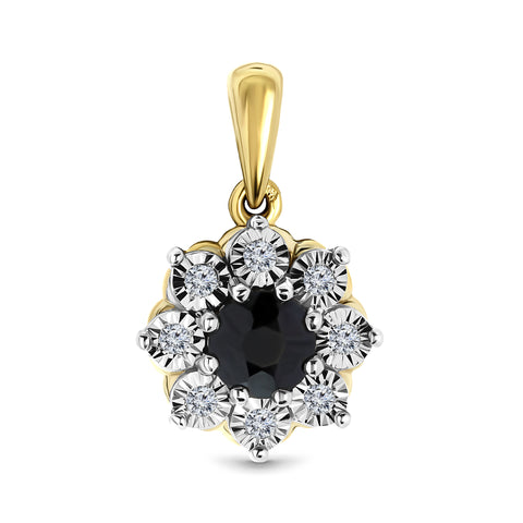 Pandantiv din aur galben cu safir și diamant P480-L-PL-35309-B-YW
