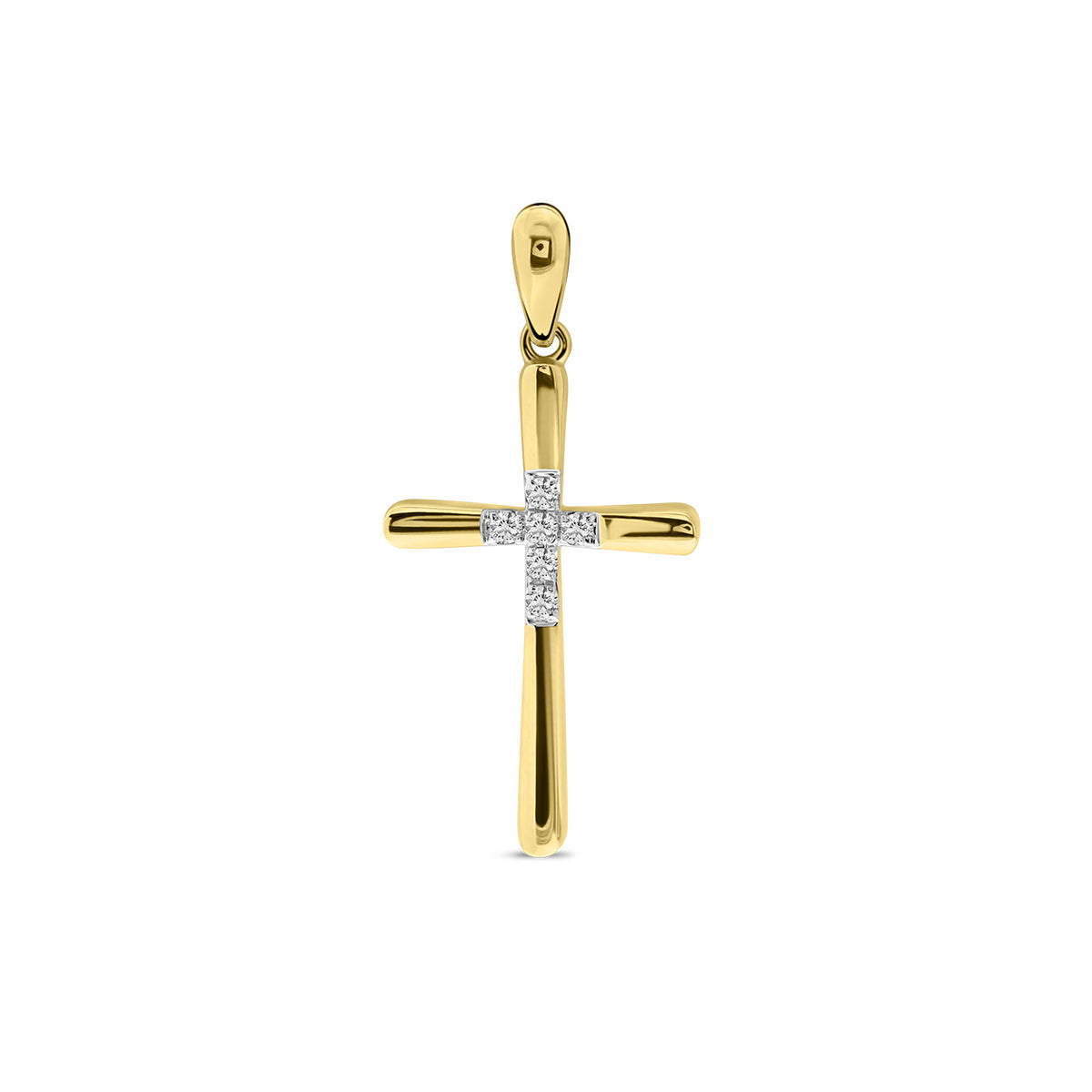 Pandantiv din aur galben neted cu diamante P480-PDF17314-Y