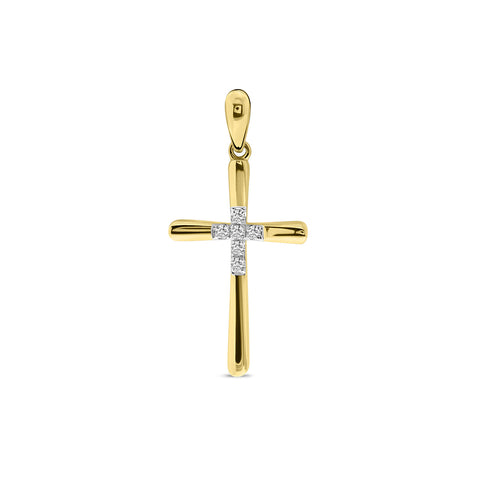 Pandantiv din aur galben neted cu diamante P480-PDF17314-Y