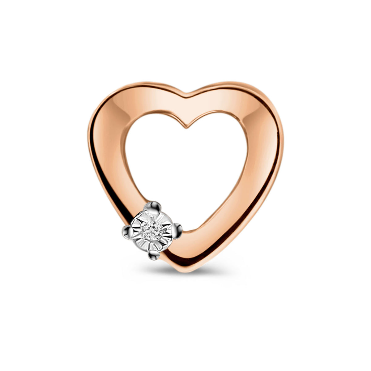 Pandantiv din aur roz și aur alb cu inimă și diamant P766-PL33657-RW