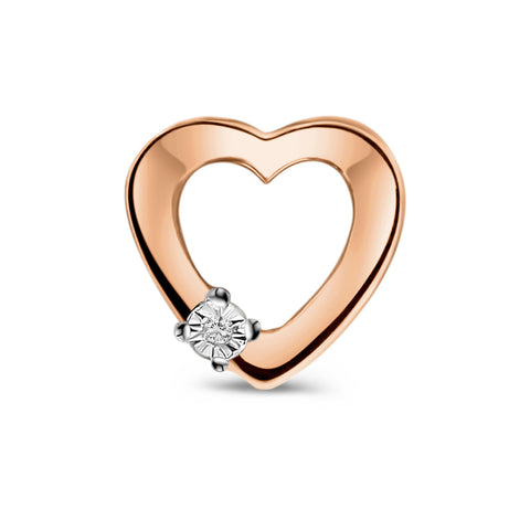 Pandantiv din aur roz și aur alb cu inimă și diamant P766-PL33657-RW